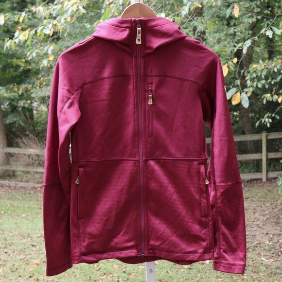 Fjallraven Abisko Trail Fleece Jacket Womens Size S Full Zip Hoodie Burgundy Red - Picture 1 of 12